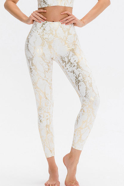 Stacey B's Animal Print Slim Fit Wide Waistband Long Sports Pants