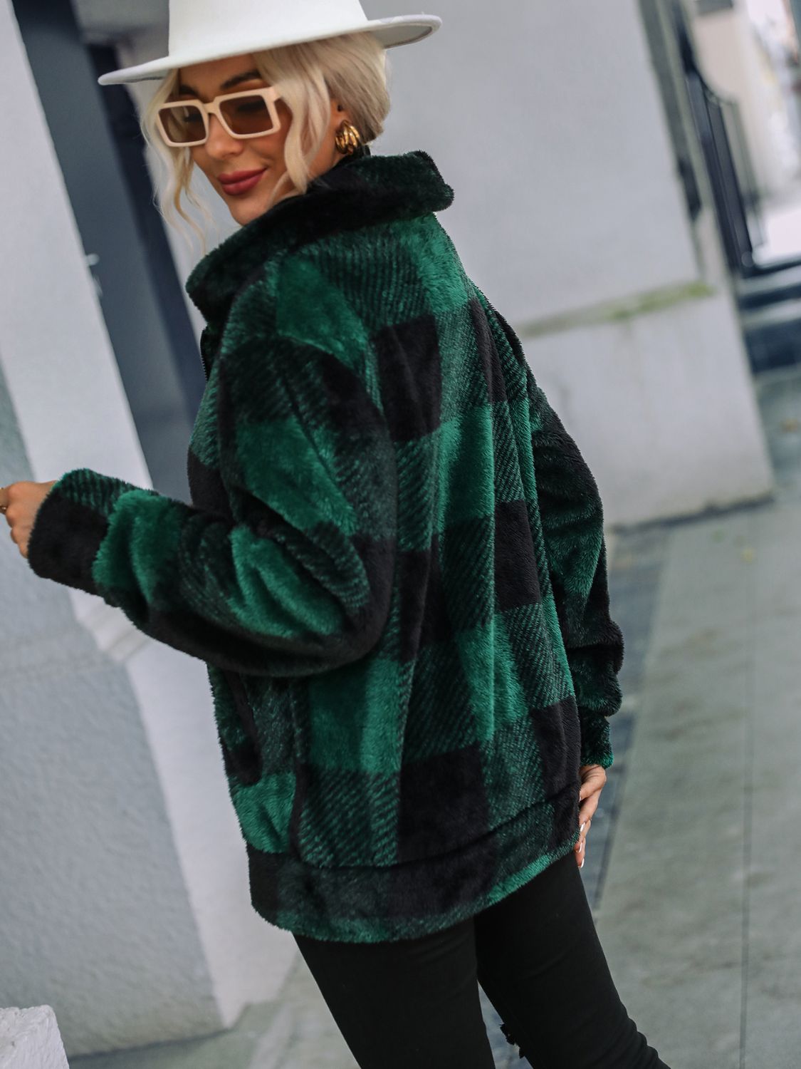 Stacey B's Plaid Zip-Up Collared Jacket