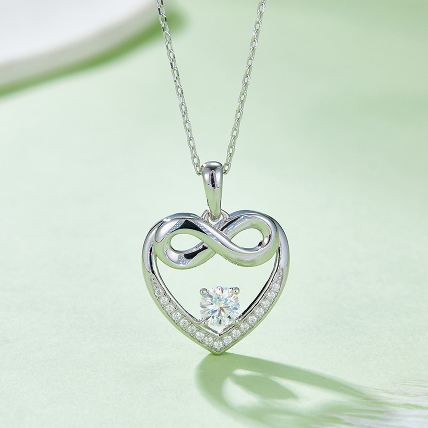 Stacey B's Moissanite 925 Sterling Silver Heart Necklace