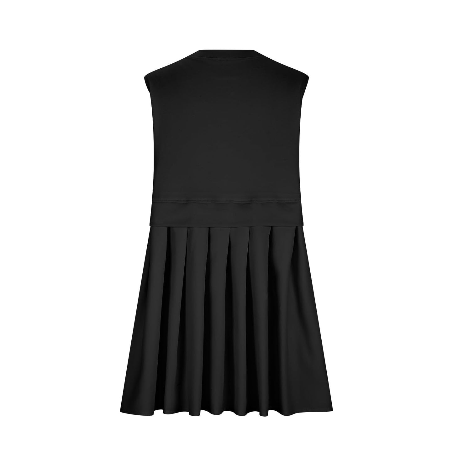 Stacey B's Pleated Round Neck Sleeveless Mini Dress