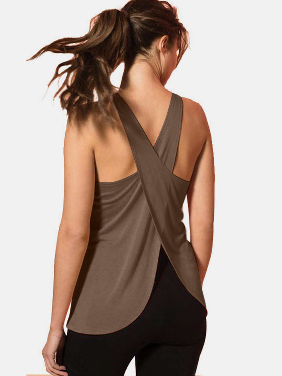 Stacey B's Crisscross Scoop Neck Active Tank