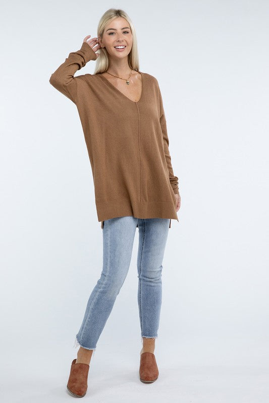 Stacey B's Hi-Low Hem Front Seam Sweater