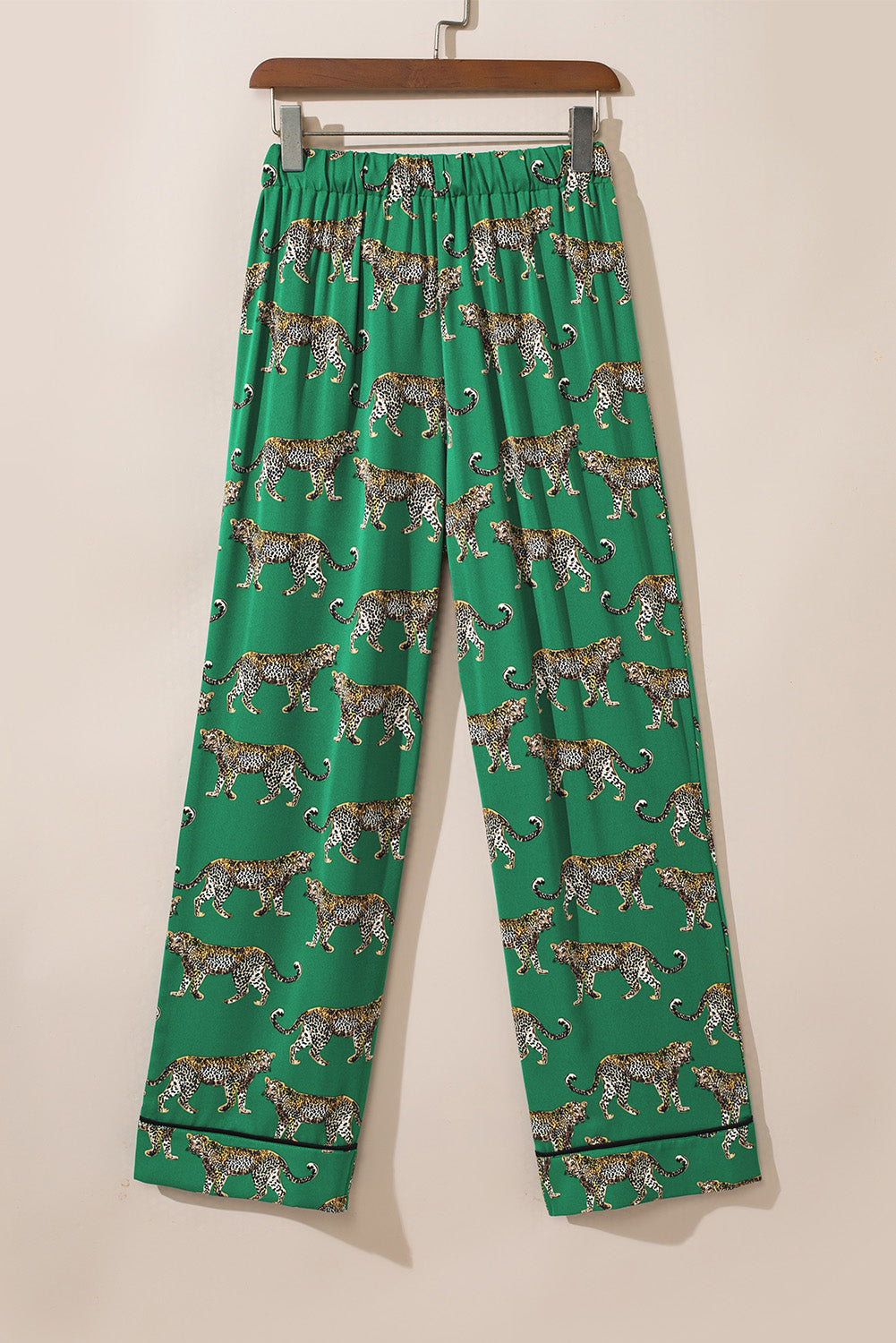 Stacey B's Green Cheetah Print Short Sleeve Shirt and Pants Pajama Set