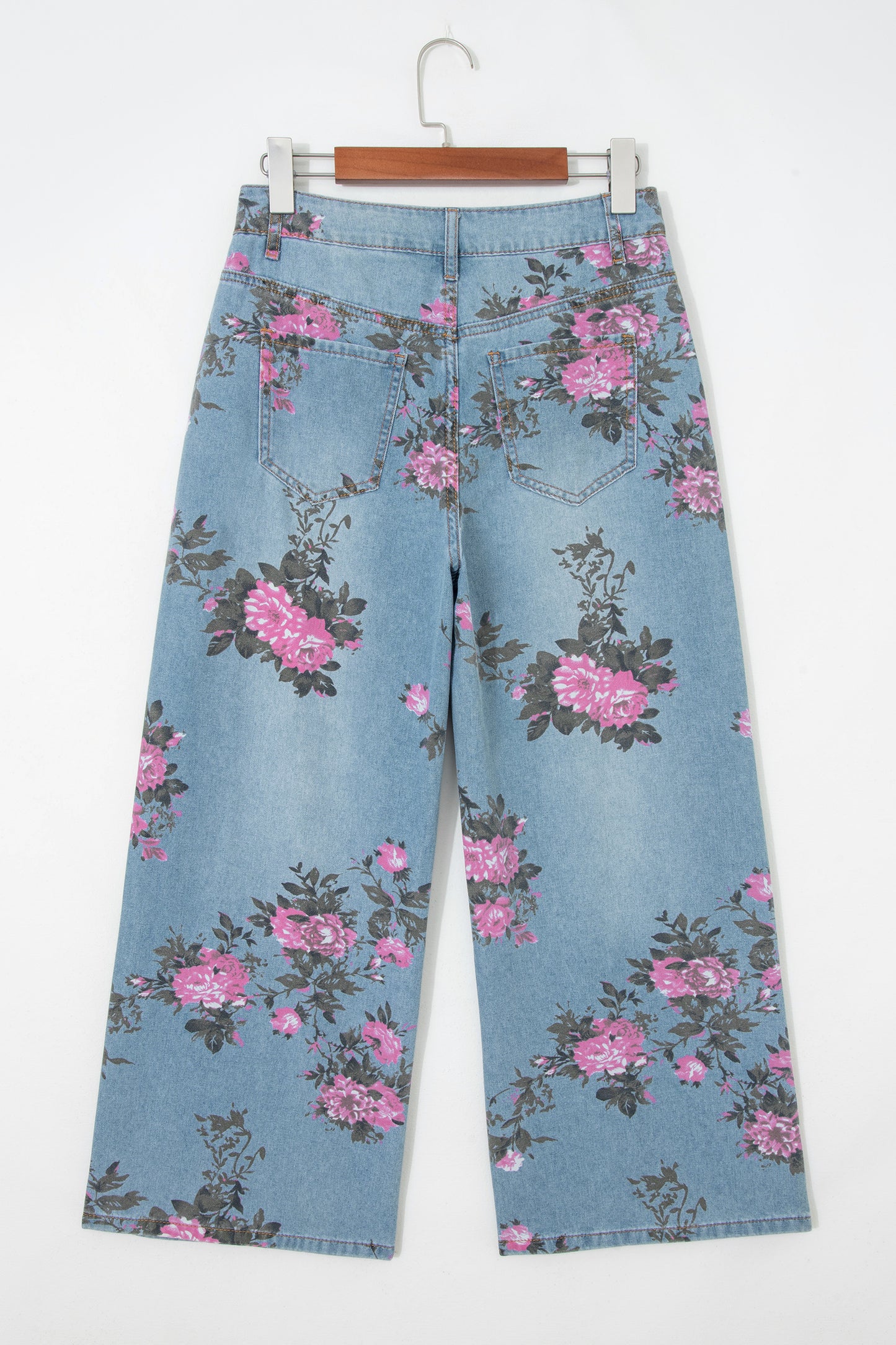 Stacey B's Sky Blue Garden Floral Print Bootcut Jeans