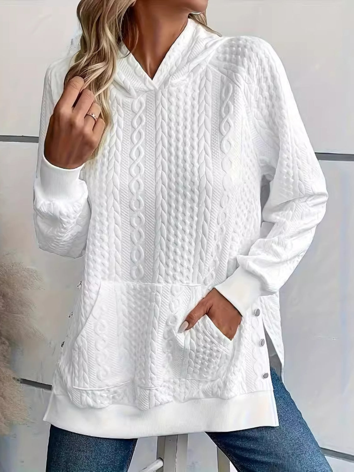 Stacey B's  Texture Long Sleeve Hoodie
