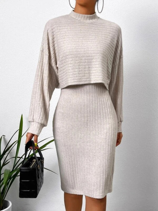 Stacey B's Mock Neck Long Sleeve Top and Wide Strap Dress Set