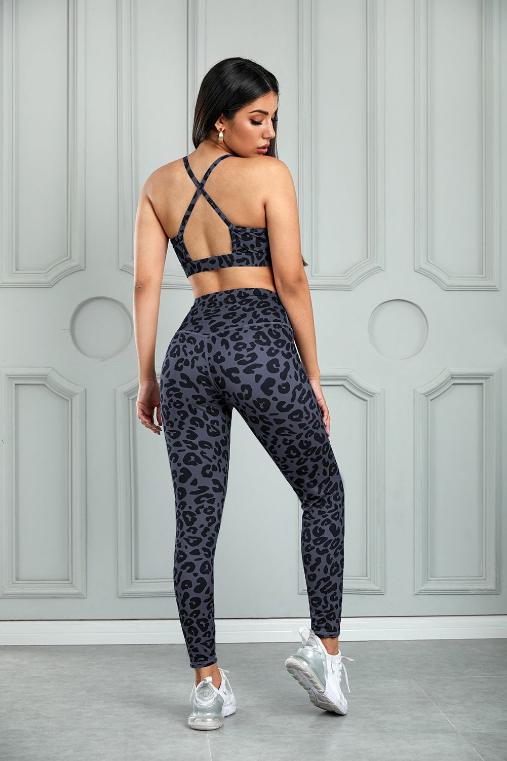 Stacey B's Leopard Cutout Sports Bra and Leggings Set