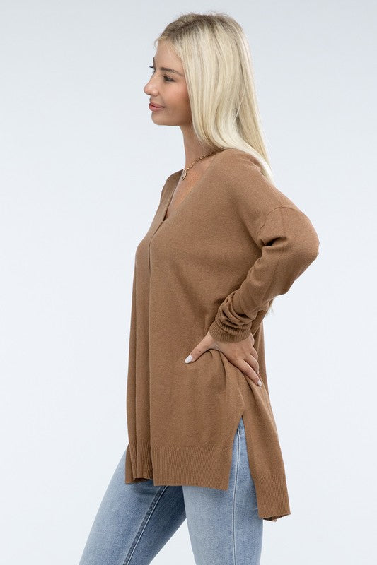 Stacey B's Hi-Low Hem Front Seam Sweater