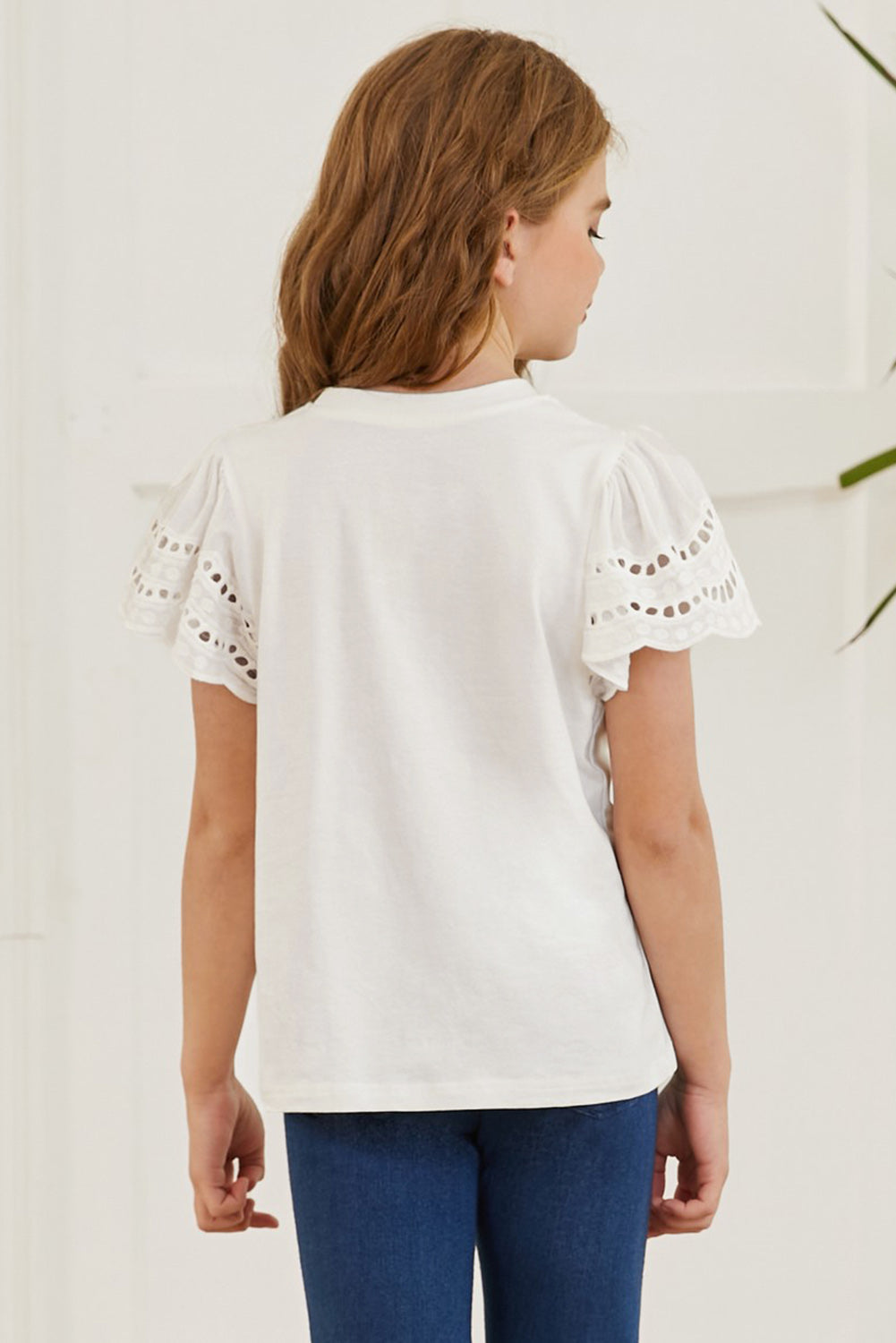 Stacey B's Round Neck Flutter Sleeve T-Shirt