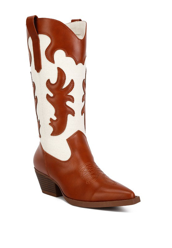 Stacey B's Fallon Faux Leather Patchwork Cowboy Boots