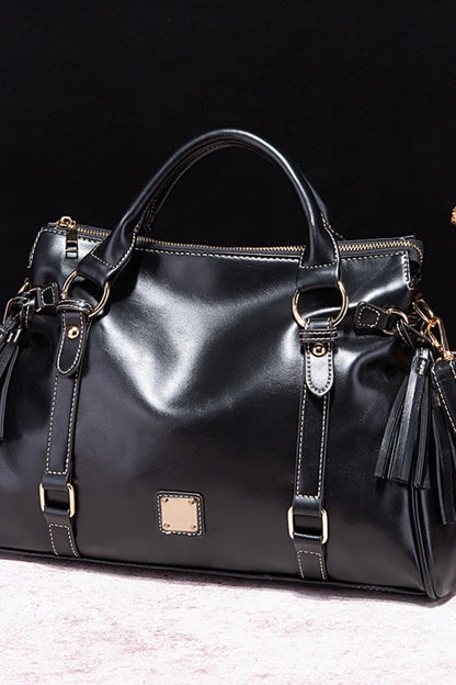 Stacey B's PU Leather Handbag with Tassels
