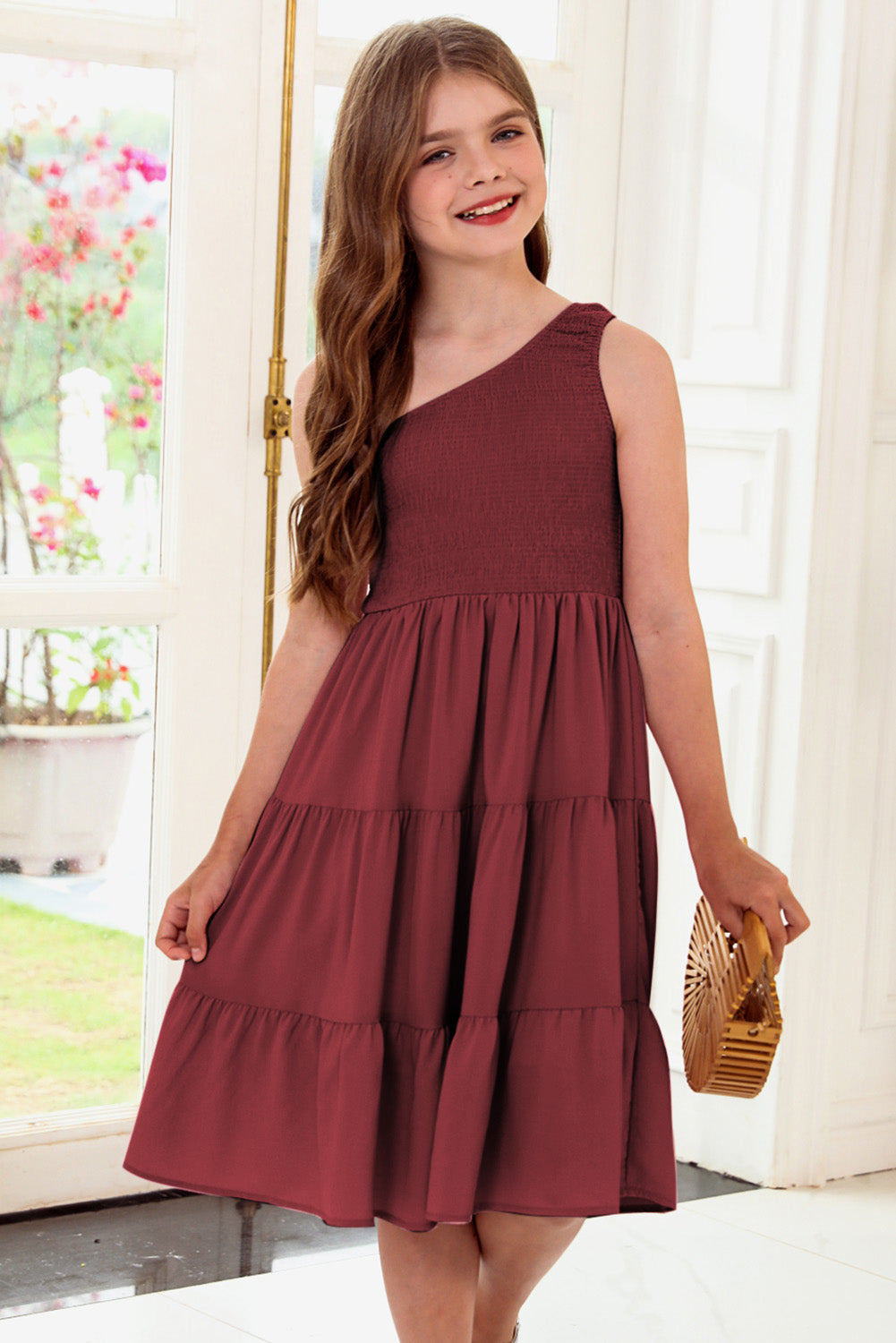 Stacey B's One-Shoulder Sleeveless Tiered Dress