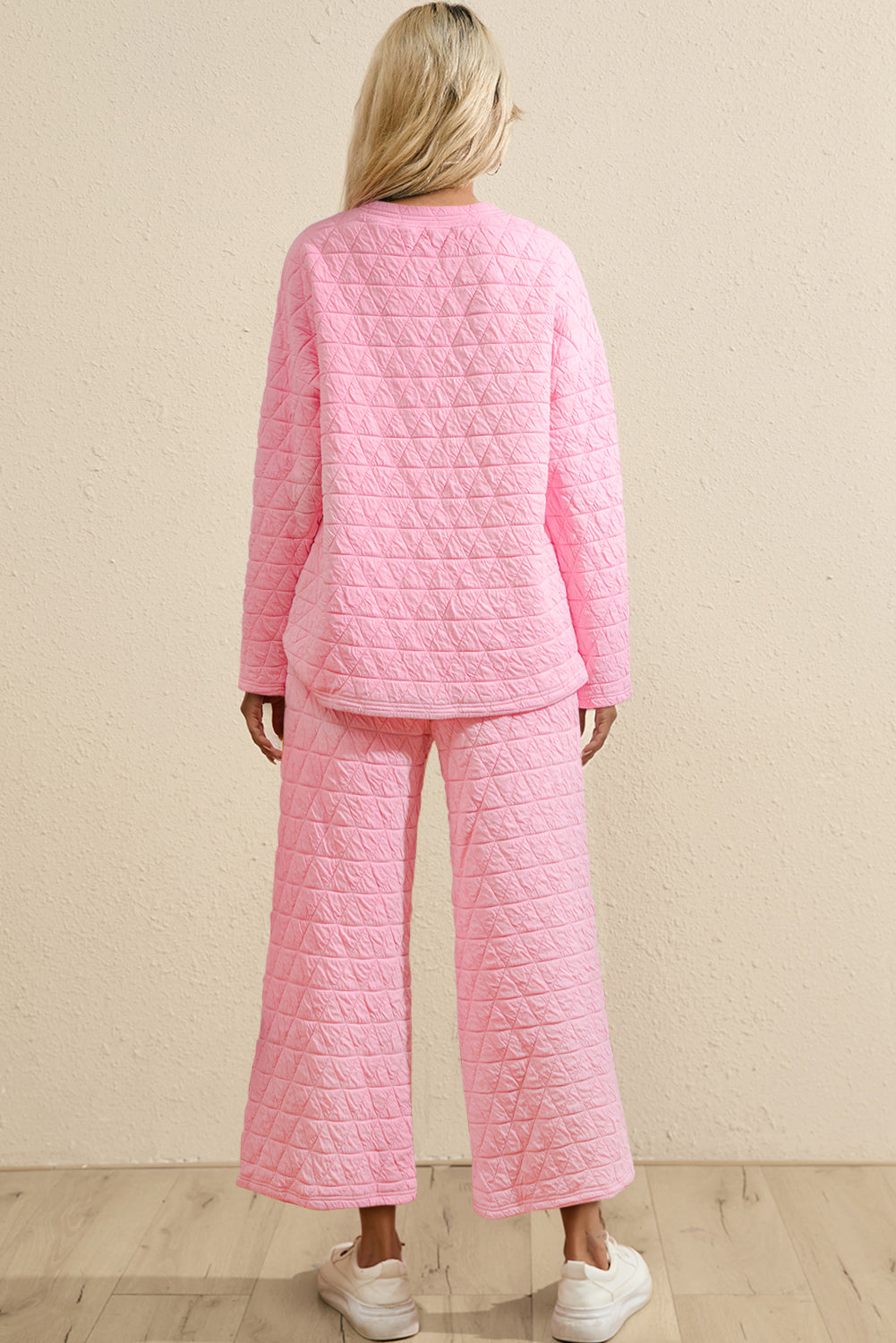 Stacey B's Pink Solid Quilted Pullover and Pants Outfit