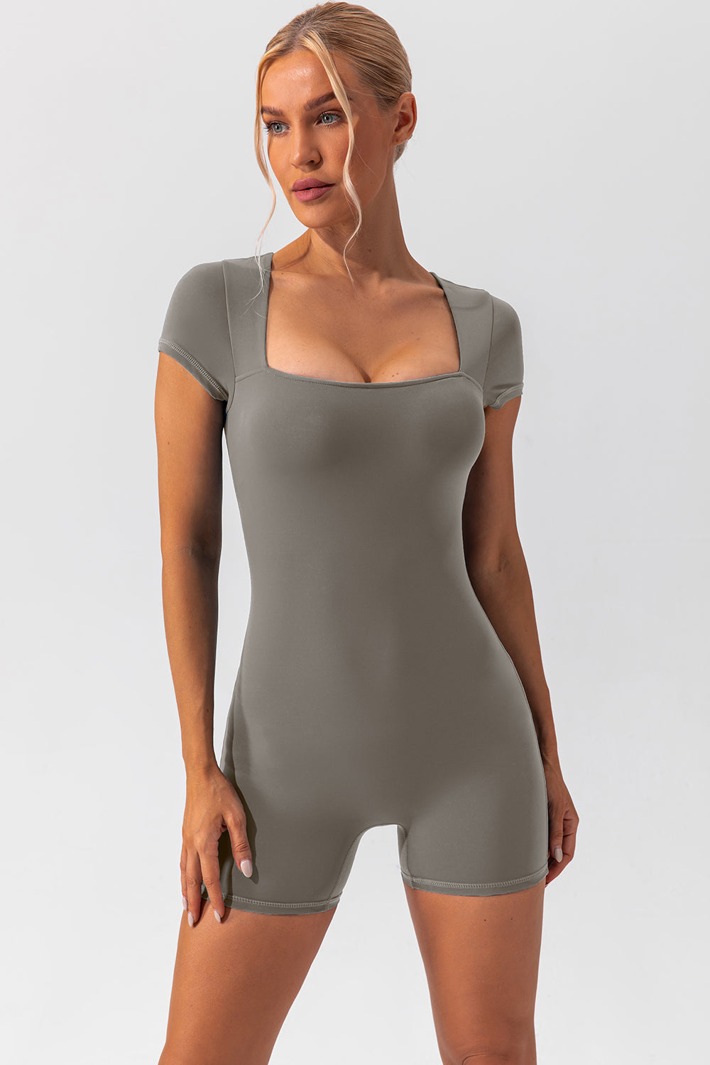 Stacey B's Square Neck Cap Sleeve Active Romper