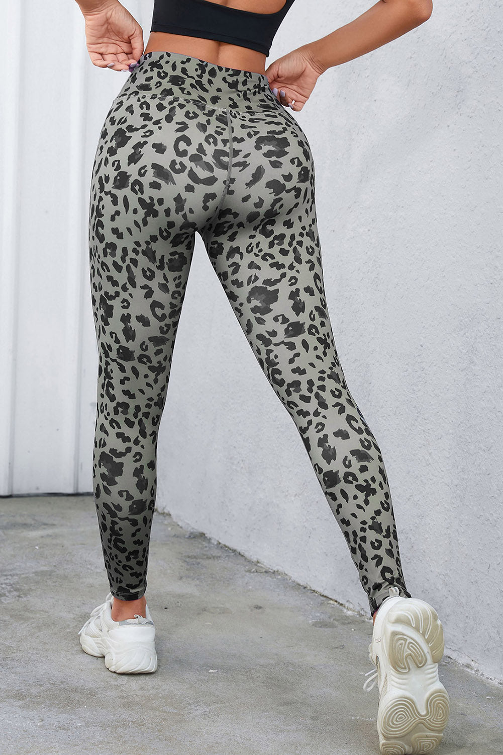 Stacey B's Leopard Print Wide Waistband Leggings