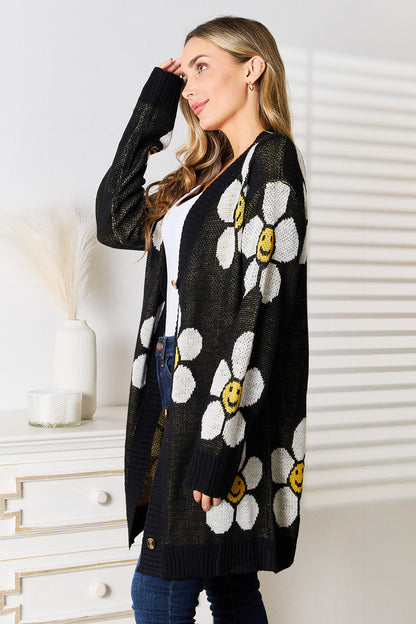 Stacey B's Perfee Floral Button Down Longline Cardigan