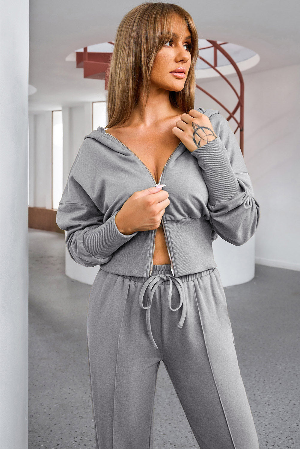 Stacey B's Dropped Shoulder Hoodie and Drawstring Pants Active Set