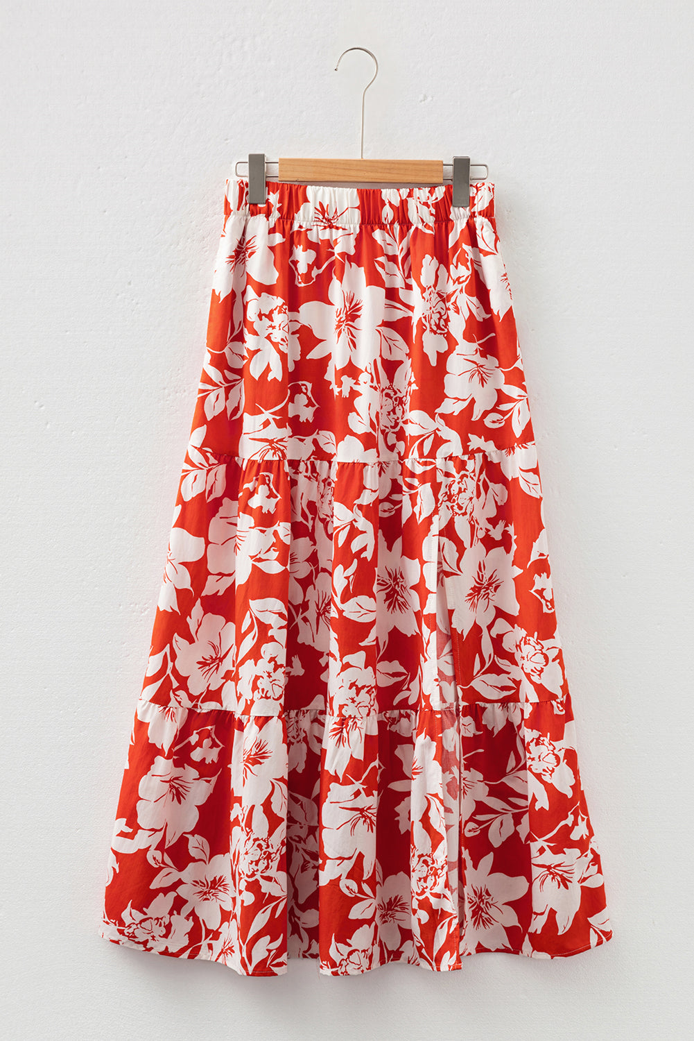 Stacey B's Red High Split Floral Western Cowgirl Maxi Skirt