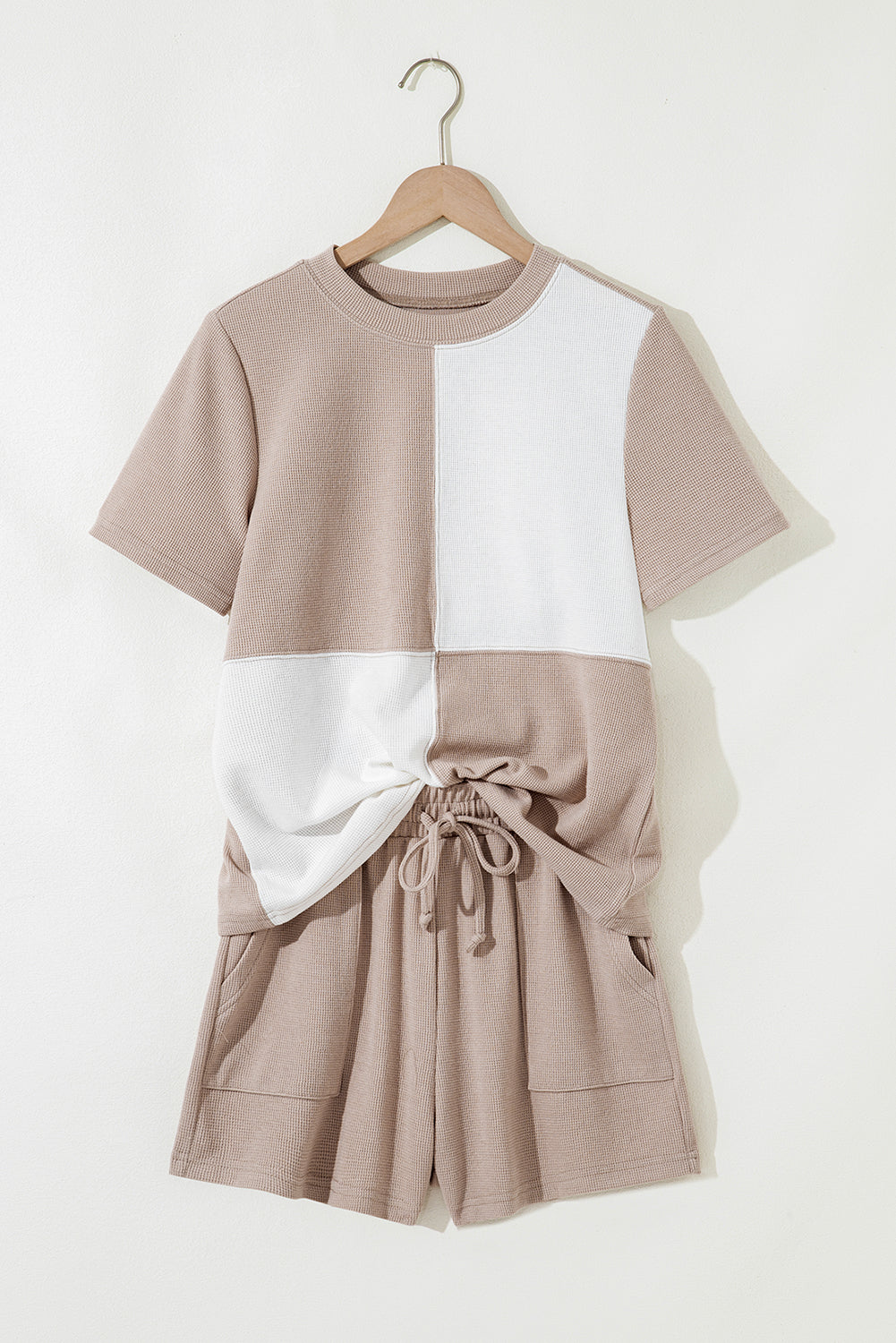 Stacey B's Jet Stream Textured Colorblock Patchwork Tee and Shorts Set