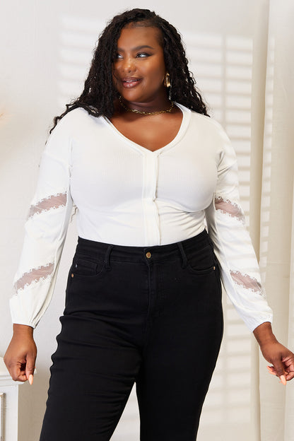 Stacey B's Double Take V-Neck Dropped Shoulder Blouse