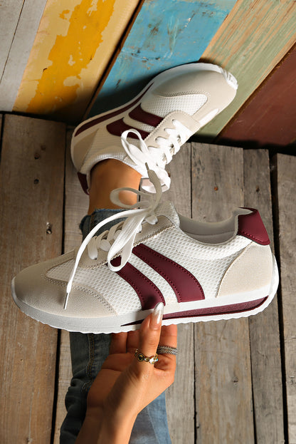 Stacey B's Blackish Green Patchwork Breathable Lace Up Sneakers