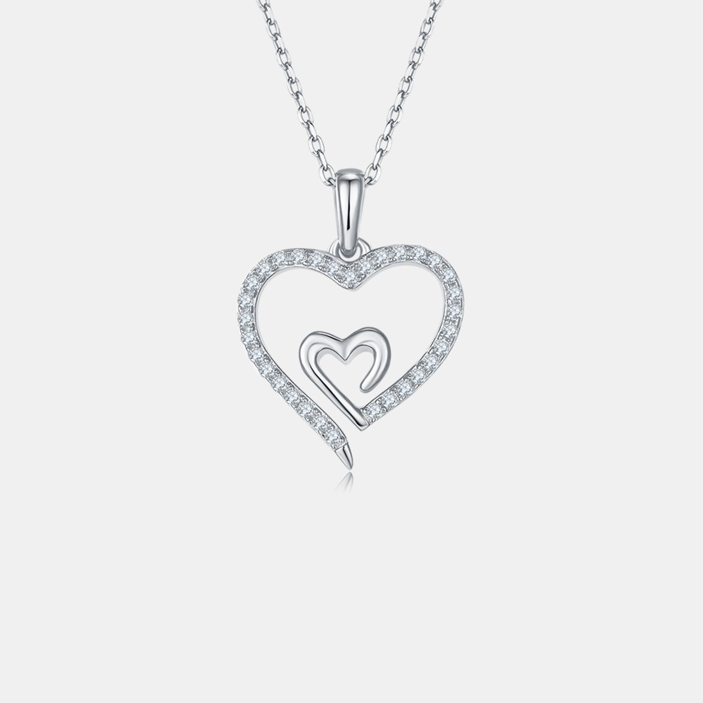 Stacey B's Moissanite 925 Sterling Silver Heart Pendant Necklace