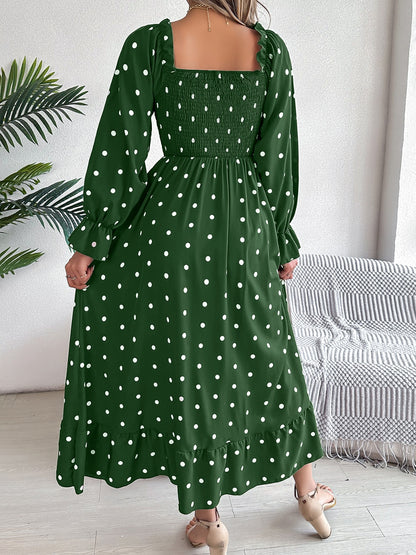 Stacey B's Polka Dot Flounce Sleeve Midi Dress