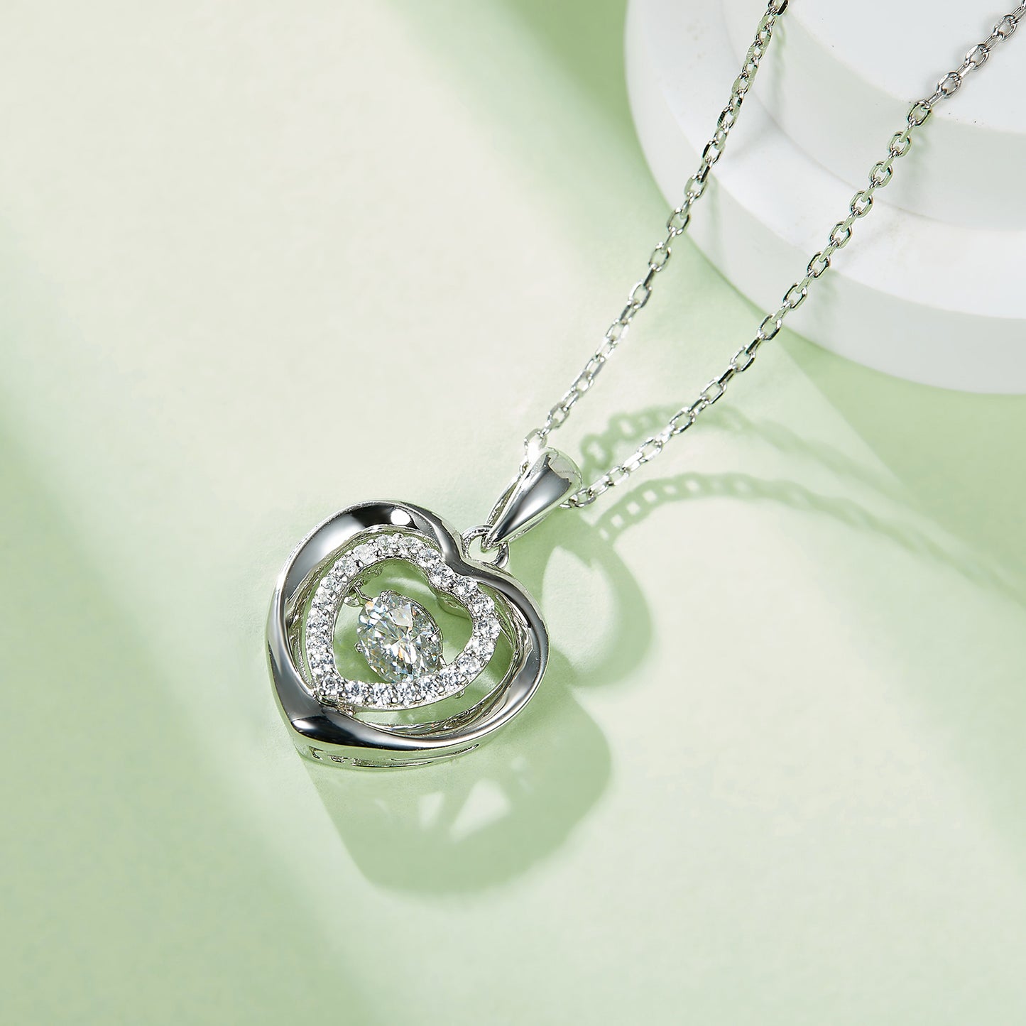 Stacey B's Moissanite 925 Sterling Silver Heart Necklace