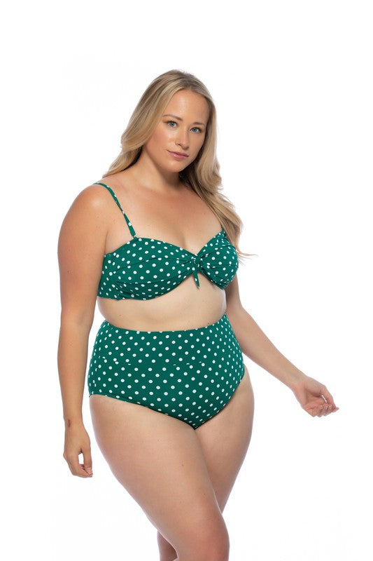 Stacey B's Green Polka Dot high Waist Bikini Set