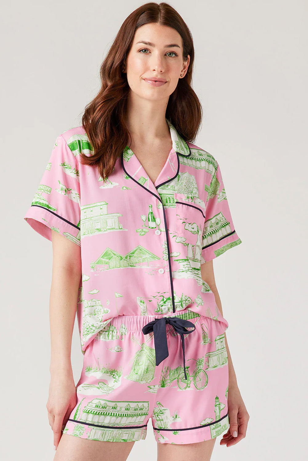 Stacey B's Pink Holiday Resort Short 2pcs Pajama Set