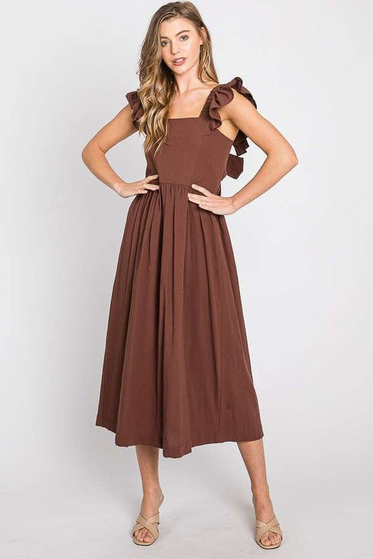 Stacey B's Linen Ruffle Mid Dress