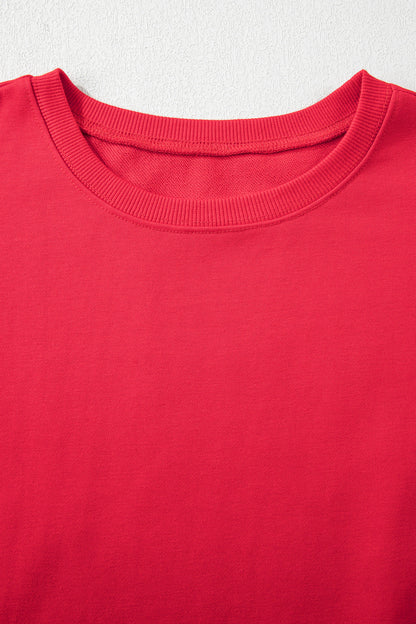 Stacey B's Racing Red Striped Patchwork Sleeve Colorblock Sweatshirt
