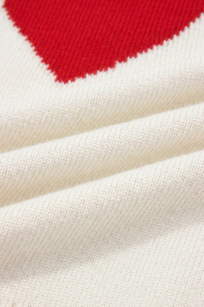 Stacey B's White Valentine Heart Graphic Cropped Short Sleeve Sweater