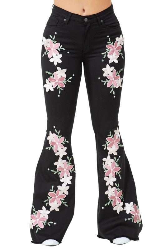 Stacey B's Angela Bell Bottom Jean in Black-Inseam 30