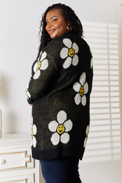 Stacey B's Perfee Floral Button Down Longline Cardigan