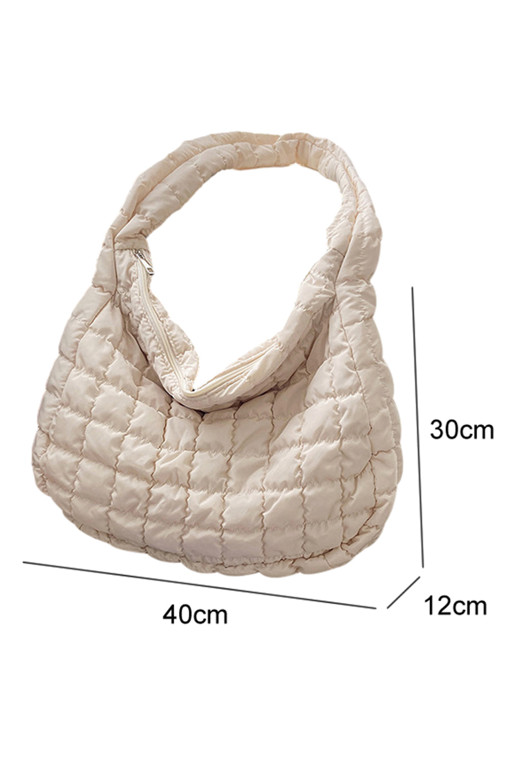 Stacey B's Light French Beige Quilted Zipper Large Shoulder Bag