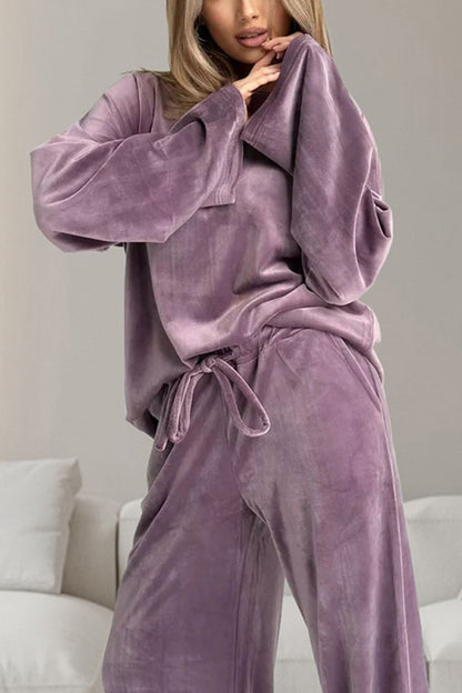 Stacey B's Buttery-Soft Round Neck Long Sleeve Top and Drawstring Pants Set