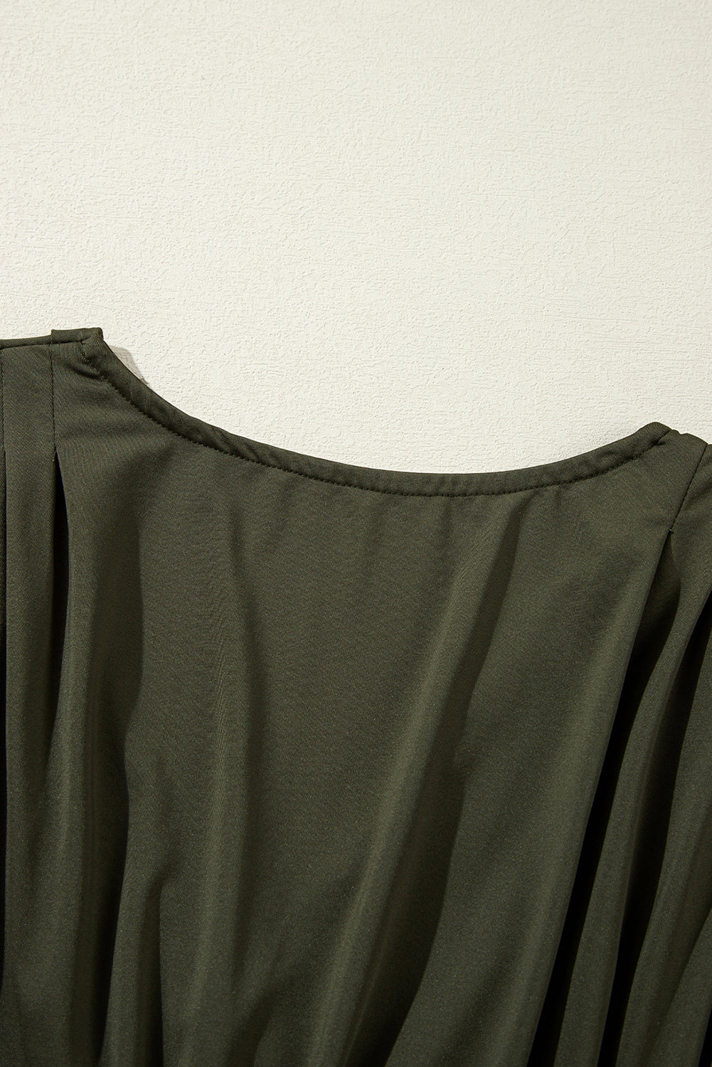 Stacey B's Moss Green Wrap V Neck Ruched Long Sleeve Bodysuit