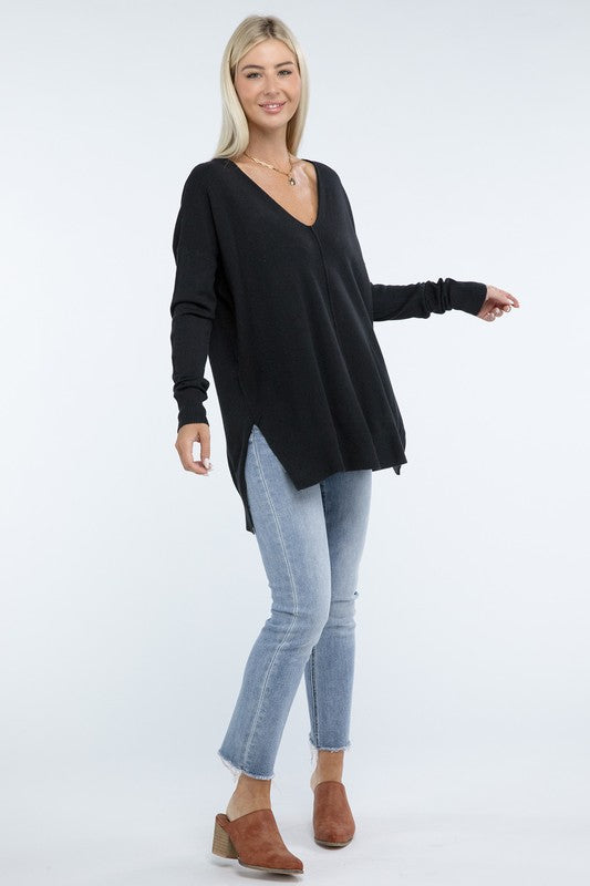 Stacey B's Hi-Low Hem Front Seam Sweater