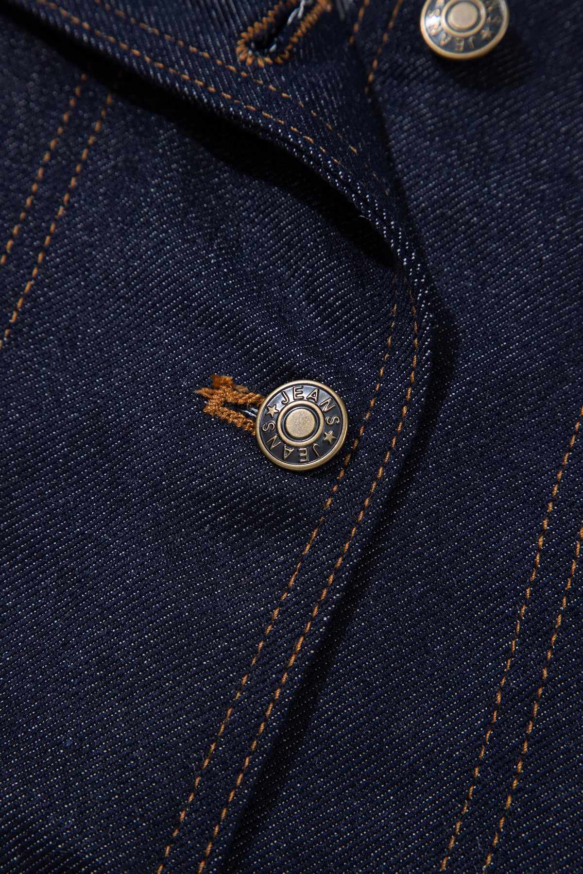 Stacey B's Navy Blue Contrast Collar Stitched Detail Button Denim Jacket