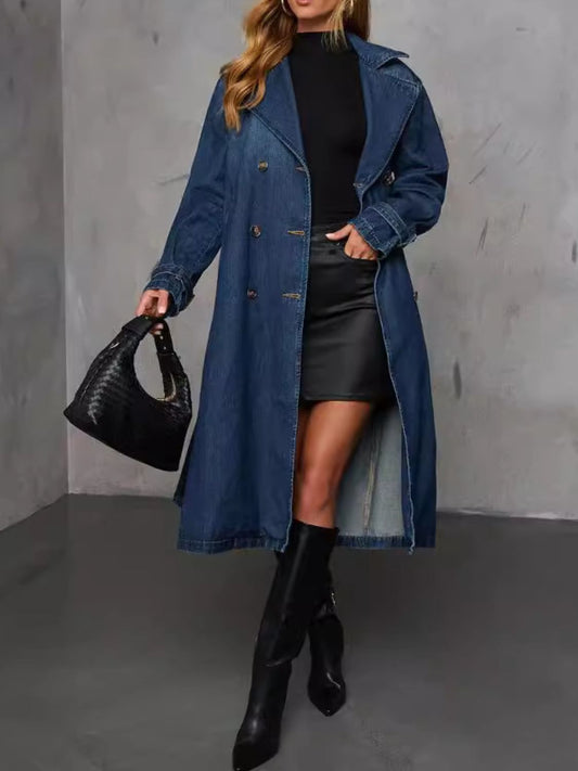 Stacey B's Button Up Long Sleeve Longline Denim Jacket