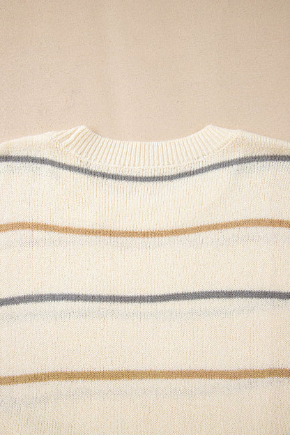 Stacey B's Multicolour Striped Print Drop Shoulder Shift Sweater Mini Dress