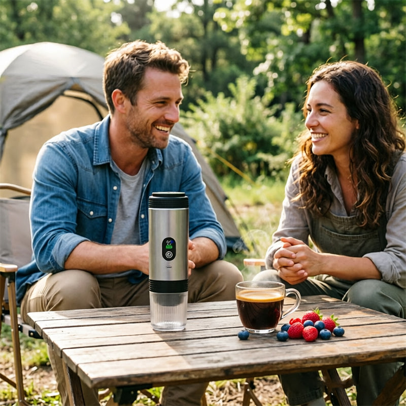 Stacey B's Portable Espresso Machine w/ Digital Display – 3-in-1 Capsule & Ground Coffee Maker for Travel, Camping & Office