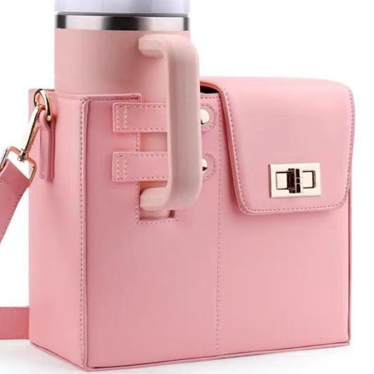 Stacey B's Outdoor Portable Beverage Bottle Bag, Universal Large Insulated Cup Pink Shoulder Crossbody Bottle Bag