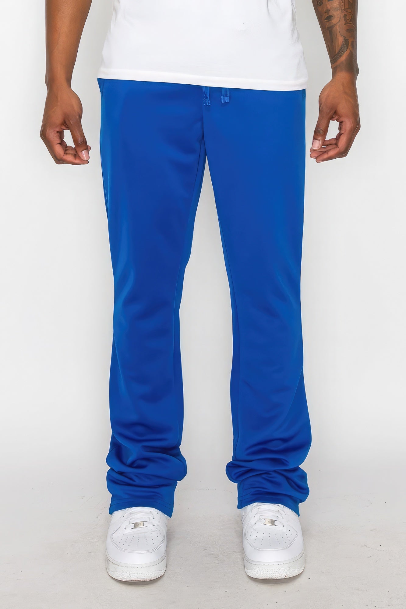 Stacey B's Solid Flare Stacked Track Pants