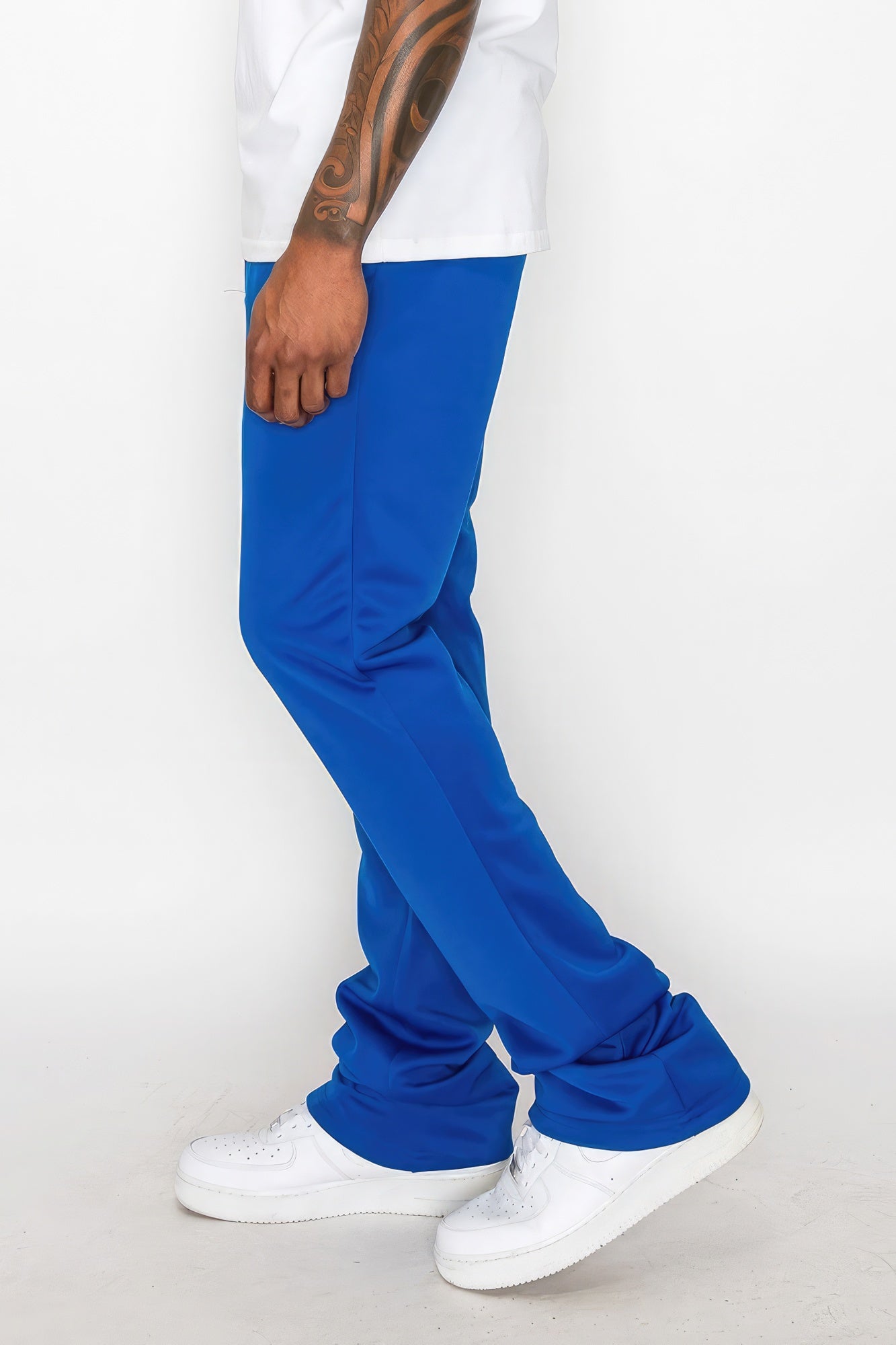 Stacey B's Solid Flare Stacked Track Pants