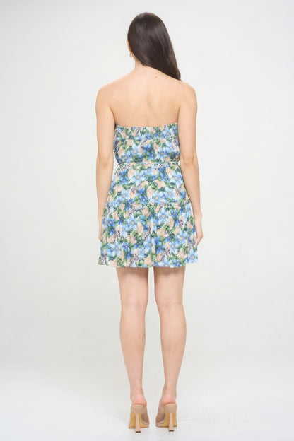Stacey B's Berry Flower Ruffle Tube Top Mini Dress