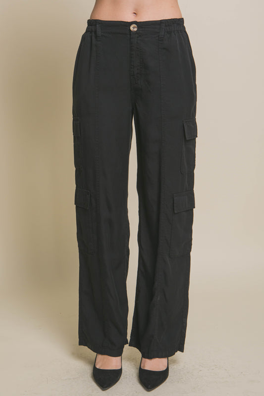 Stacey B's Full-length Tencel Pants With Cargo Pockets