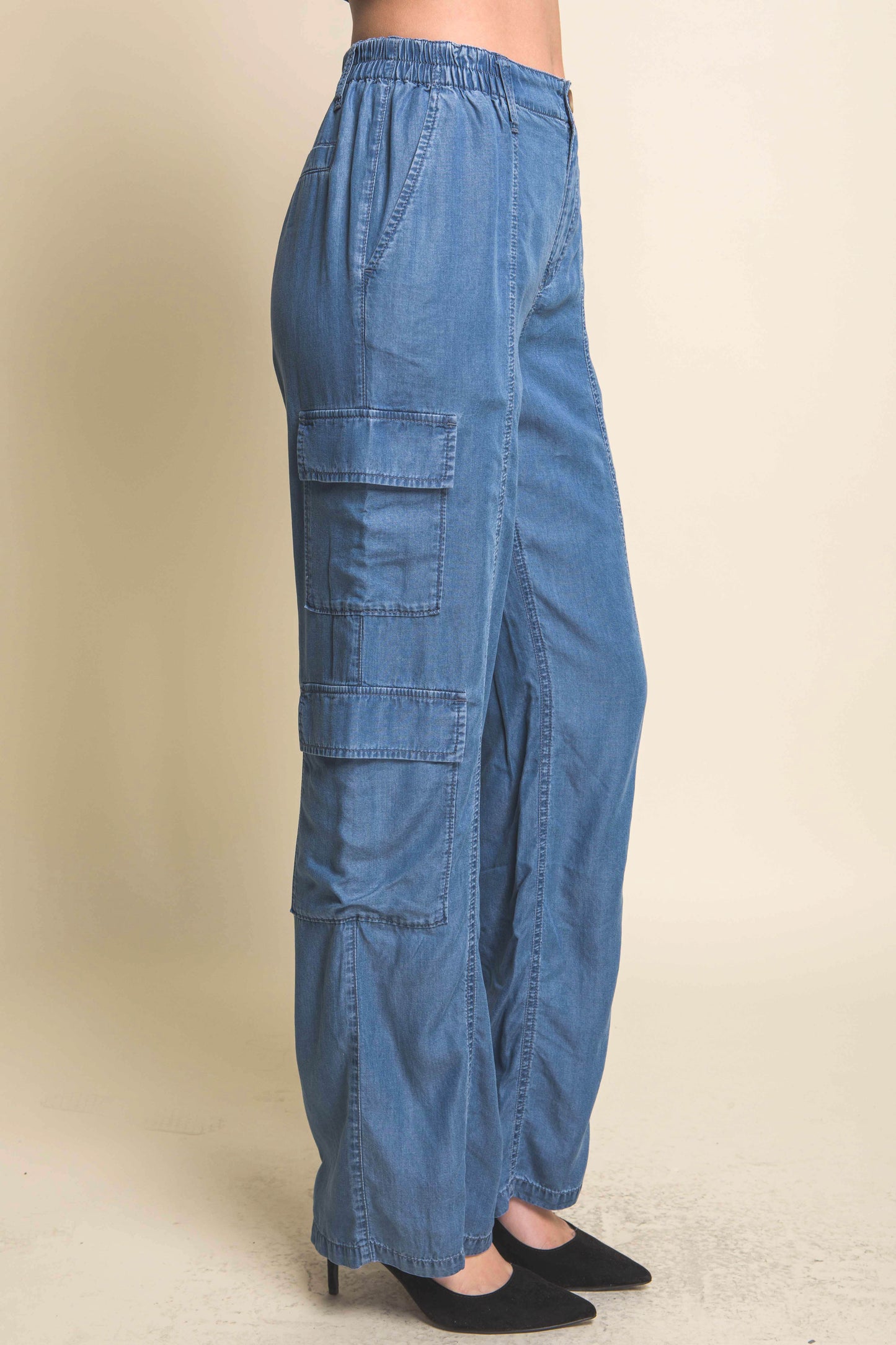 Stacey B's Full-length Tencel Pants With Cargo Pockets