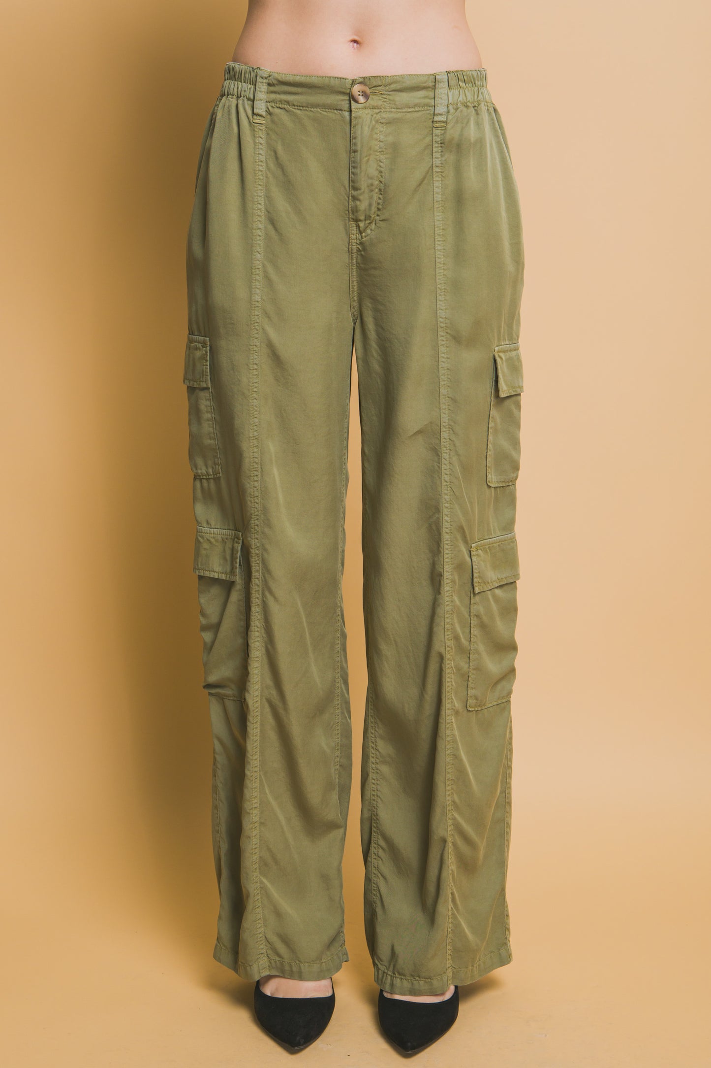 Stacey  B's Full-length Tencel Pants With Cargo Pockets